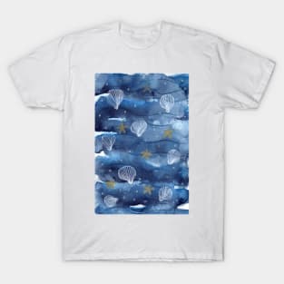 Seashells Whimsical Watercolor Pattern T-Shirt